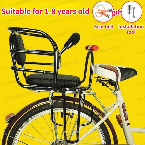 Asiento para niños con reposabrazos doble trasero de bicicleta engrosado, Pedal ensanchado, asiento para niños para vehículo eléctrico, asiento para bicicleta de montaña