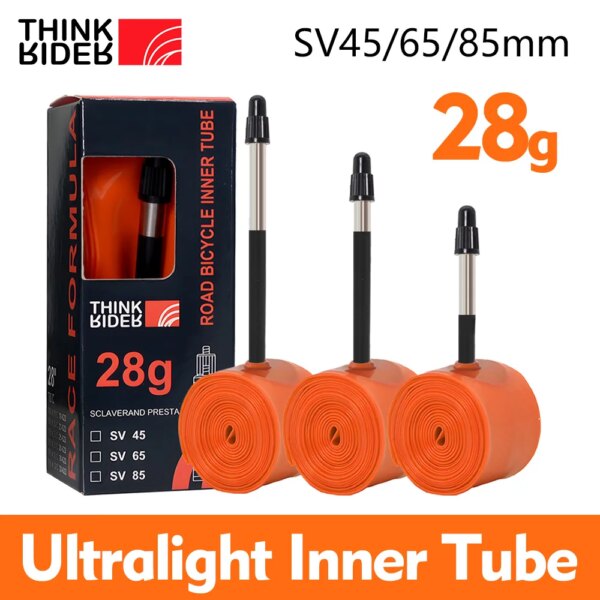 Tubo interior de bicicleta ultraligero ThinkRider 28g 700x18 25 28 neumático de bicicleta de carretera TPU 45/65/85mm de longitud válvula francesa tubo súper ligero