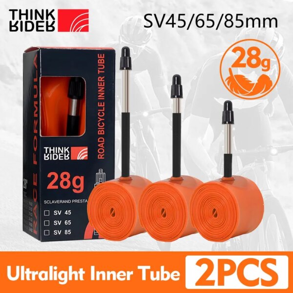 ThinkRider 2 uds ultraligero 28g tubo interior de bicicleta 700X18 25 28 bicicleta de carretera Material TPU neumático 65mm de longitud válvula francesa