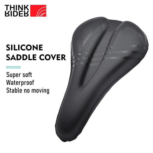 ThinkRider-funda cómoda de silicona para sillín de bicicleta, transpirable, antideslizante, espuma viscoelástica, funda para asiento de bicicleta de montaña y carretera, cojín impermeable