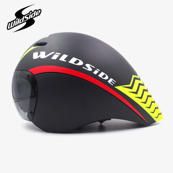 Casco de triatlón aero para bicicleta, casco de ciclismo de carrera tt de contrarreloj con lentes, gafas, visera, accesorios