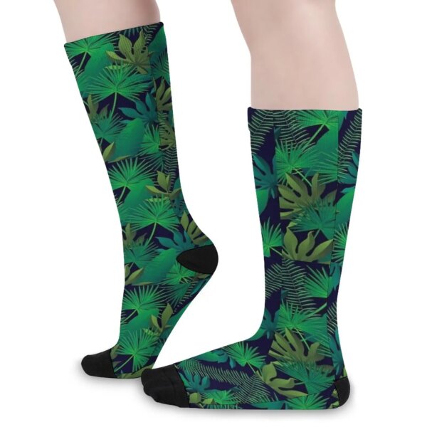 Medias con estampado Tropical calcetines de hojas verdes para mujer calcetines coreanos cómodos calcetines de diseño antideslizantes para ciclismo regalo