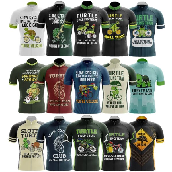 Turtle Cycling Team-Camiseta de ciclismo para hombre, Maillot reflectante de manga corta para descenso Pro Team, ropa de bicicleta de montaña