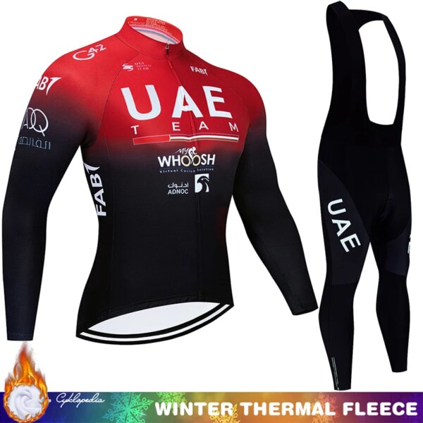 Traje de ciclismo para hombre de los EAU, ropa de invierno para bicicleta, conjunto de equipo con pechera térmica de lana, bicicleta de carretera, Jersey de montaña, pantalones deportivos, ropa deportiva de Gel, 2024