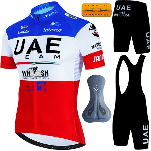 UAE Tricuta-ropa de ciclismo para hombre, conjunto deportivo uniforme, pantalones de montaña, trajes, pantalones cortos, Jersey de bicicleta Pro Team, verano 2024