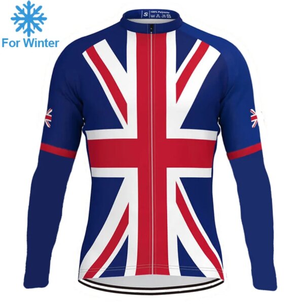 Chaqueta de invierno para bicicleta de Reino Unido, ropa térmica de lana para carretera, suéter de ciclismo de montaña, Jersey de paseo, abrigo cálido para motorista de Gran Bretaña