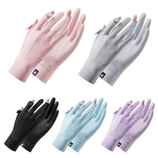 Guantes de protección UV UPF 50, guantes de bloqueo UV con dedos completos, guantes de ciclismo lavables a máquina con pantalla táctil para senderismo y verano