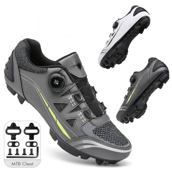 Zapatillas de ciclismo Unisex para hombre y mujer, zapatos de bicicleta de carreras, con bloqueo automático, tacos Spd, para montaña y carretera