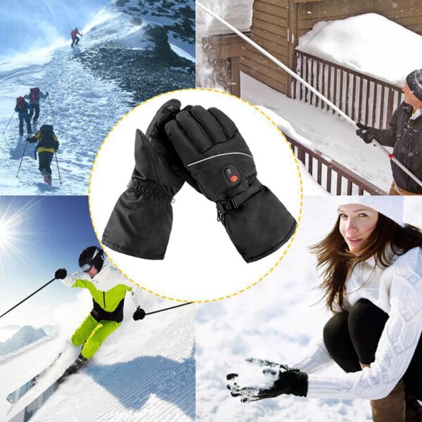 Guantes térmicos unisex para ciclismo, guantes eléctricos calefactables con 3 velocidades y temperatura, carga USB para ciclismo al aire libre, esquí, senderismo y trabajo