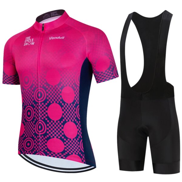 VENDULL-ropa de Ciclismo para hombre, conjunto de Jersey de bicicleta, ropa informal de Ciclismo para mujer, pantalón corto con pechera para bicicleta de carretera, almohadilla para Ciclismo