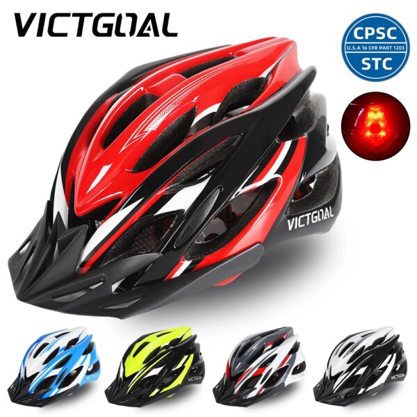 VICTGOAL-casco de bicicleta con luces LED, viseras para hombres y mujeres, transpirable, ultraligero, deportivo, para ciclismo de montaña o de carretera