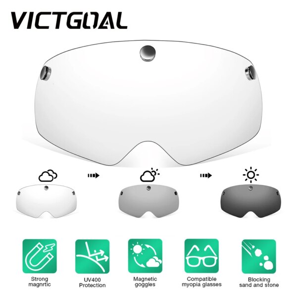 VICTGOAL-casco de ciclismo con lentes fotocromáticas, lentes magnéticos, gafas polarizadas para bicicleta, gafas deportivas, accesorios para bicicleta de montaña y carretera