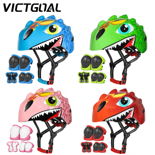 VICTGOAL-almohadillas para casco de ciclismo para niños, coderas, muñequeras, Protector de bicicleta para niños, bicicleta de equilibrio, patinaje, Scooter, seguridad deportiva