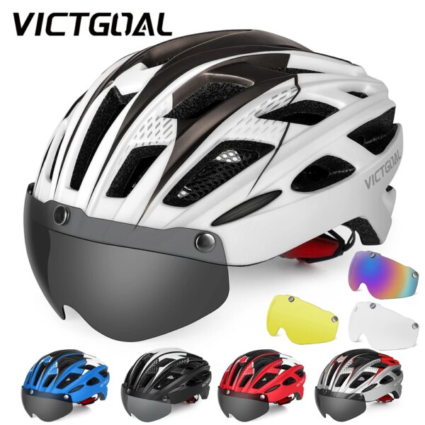 VICTGOAL Casco de Bicicleta de carretera de montaña casco de bicicleta MTB para hombres adultos mujeres integralmente moldeado a prueba de viento casco de ciclismo con visera