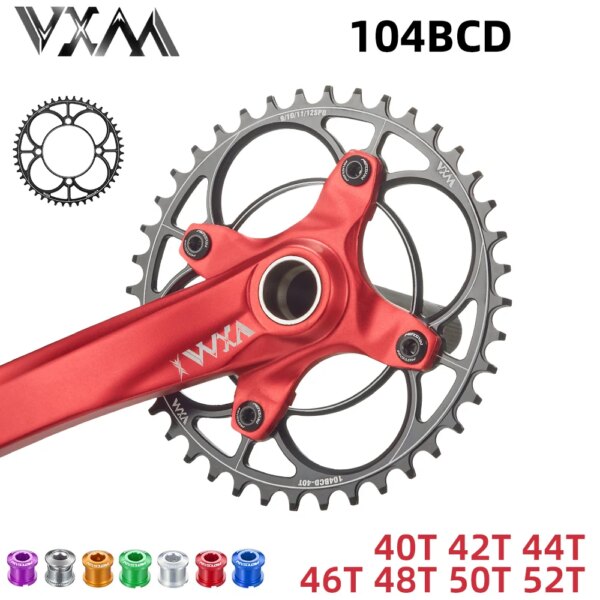 VXM 104BCD con pernos 40T 42T 44T 46T 48T 50T 52T rueda dentada de bicicleta de montaña platos y bielas MTB plato redondo ancho estrecho