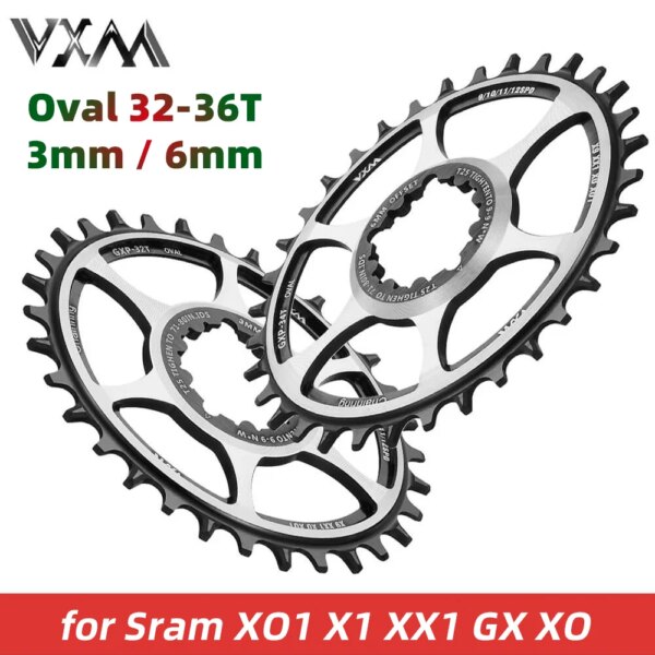 VXM Plato Ovalado 3mm 6mm Offset, Montaje Directo para Sram XX1 Eagle X01 X1 X0 X9,32T 34T 36T, Bicicleta de Carretera MTB