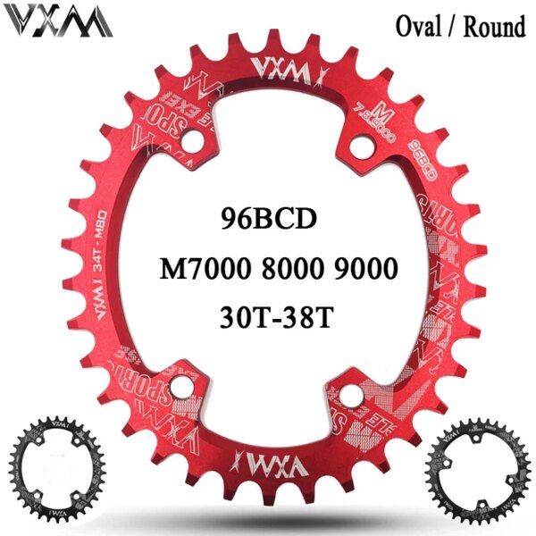 VXM-plato de bicicleta de montaña, redondo, ovalado, 96BCD, 30T, 32T, 34T, 36T, 38T, piezas de placa dentada para M7000, M8000, M9000