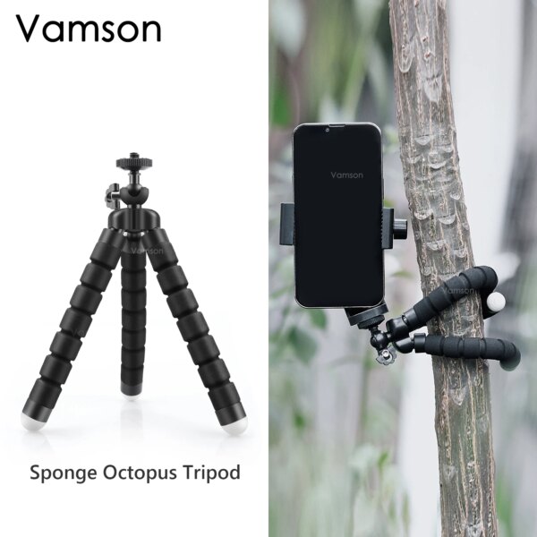 Trípodes Vamson para Gopro Hero 12 11 10 9 8 7 negro Flexible Mini pulpo trípode accesorios para teléfono Insta360 X3 DJI EKEN Drift