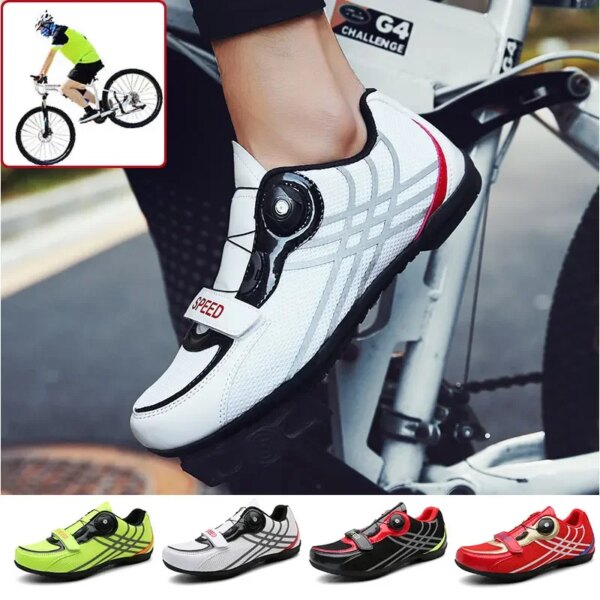 Vanmie-zapatos de ciclismo para hombre y mujer, zapatillas de ciclismo de carretera, transpirables y luminosas