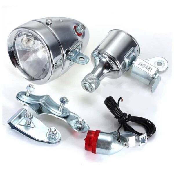 Vintage bicicleta motorizada bicicleta fricción 12V 6W generador faro luz trasera Kit bicicleta cabeza lámpara fricción dinamo luz traje