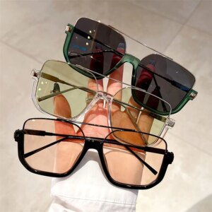 Gafas de sol Vintage de gran tamaño para deportes de ciclismo, gafas de sol cuadradas a la moda, diseño de marca Popular Ins, gafas de sol UV400