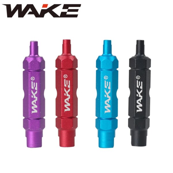 WAKE-boquillas de válvula multifuncionales 3 en 1 para bicicleta, herramienta extractora de núcleo, llave inglesa para bicicleta, extensor de válvula Schrader Presta