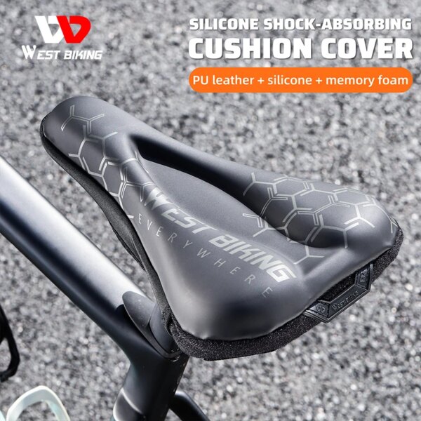 WEST BIKING-funda de silicona para sillín de bicicleta, funda de cojín de bicicleta con absorción de impacto, espuma con memoria suave, accesorios para asiento de bicicleta