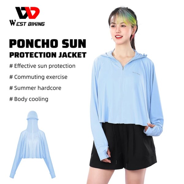 WEST BIKING-ropa de protección solar para bicicleta, abrigo fino Anti-UV 50, chaqueta de seda de hielo, senderismo diario, ropa deportiva Unisex, equipo de ciclismo