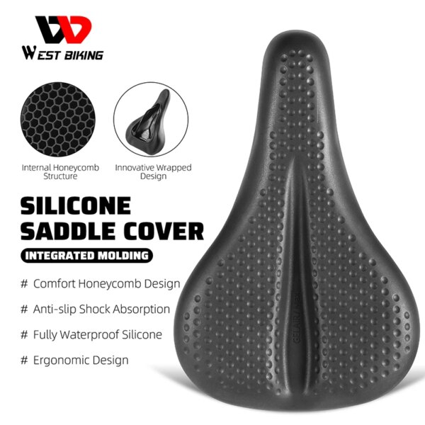 WEST BIKING-funda de silicona impermeable para asiento de bicicleta, funda de cojín para bicicleta, funda de asiento de silicona, accesorios suaves para exteriores