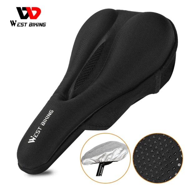 WEST BIKING-funda de silicona para sillín de bicicleta, asiento suave para bicicleta de carretera, antideslizante, a prueba de golpes, con cubierta para lluvia