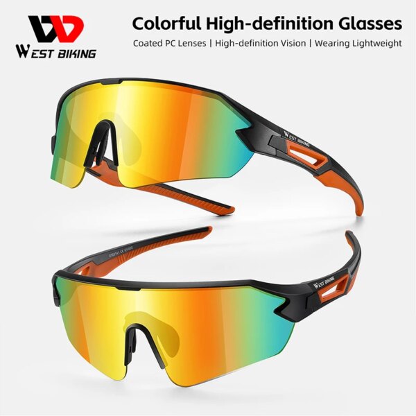 WEST BIKING-gafas de ciclismo para hombre y mujer, lentes de sol ligeras con montura grande, HD, para bicicleta de montaña o de carretera, a prueba de viento, deportivas