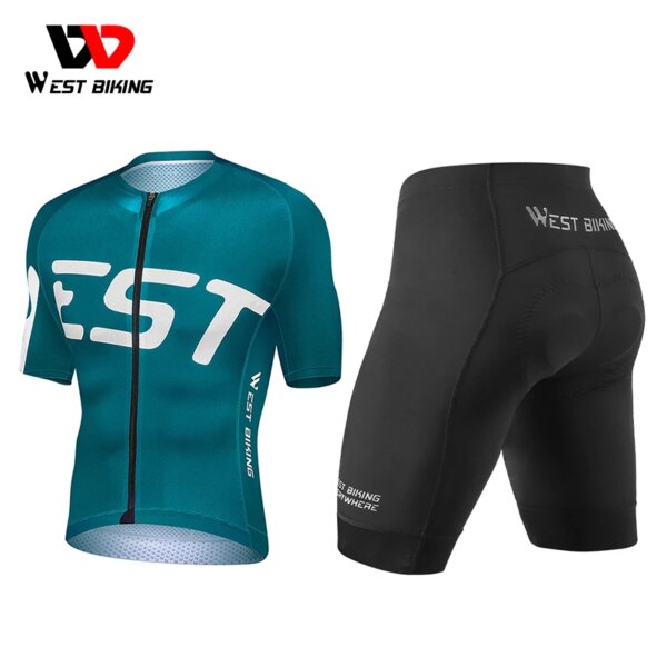 WEST BIKING-Conjunto de Jersey de Ciclismo, uniforme MTB, ropa de Ciclismo de secado rápido, pantalones cortos de bicicleta, pantalones cortos de manga para Ciclismo de verano