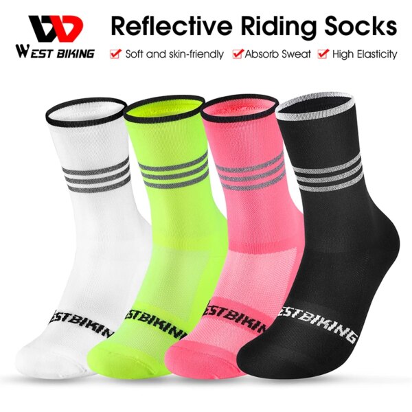 WEST BIKING-Calcetines de ciclismo transpirables para hombre y mujer, medias deportivas para deportes al aire libre, carreras deporte, correr y baloncesto