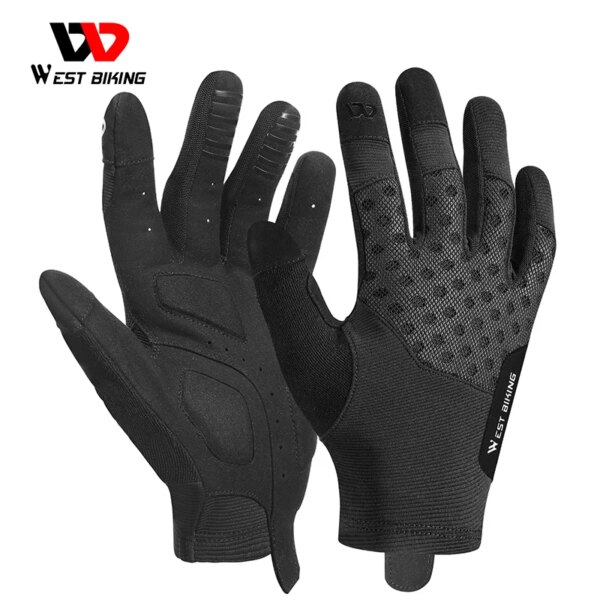 WEST BIKING-guantes de ciclismo con dedos completos para hombre y mujer, manoplas deportivas antideslizantes y transpirables con pantalla táctil, para deportes al aire libre