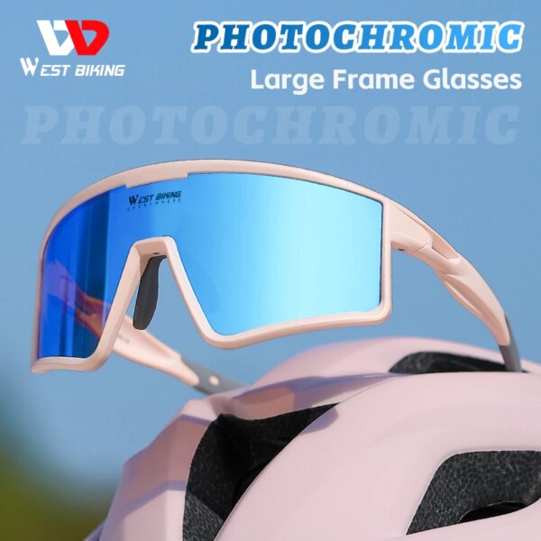 WEST BIKING-gafas de sol fotocromáticas para hombre y mujer, lentes de sol fotocromáticas con montura grande, protección UV, gafas deportivas para conducir, gafas para bicicleta de montaña