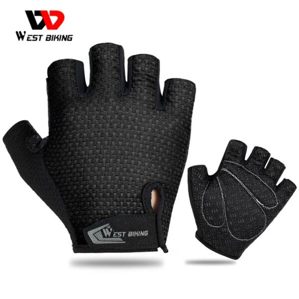 WEST BIKING MTB guantes de bicicleta de carretera medio dedo antideslizante guantes de ciclismo motocicleta hombres deporte Fitness bicicleta guantes sin dedos