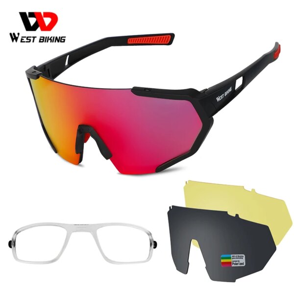 WEST BIKING polarizado 5 lentes gafas de ciclismo bicicleta de carretera gafas de ciclismo gafas de sol MTB gafas de bicicleta de montaña