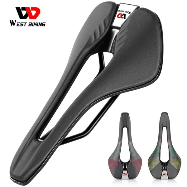 WEST BIKING-Asiento de bicicleta de carretera profesional, asiento de bicicleta hueco y transpirable, asiento de carreras ligero para triatlón, piezas de ciclismo