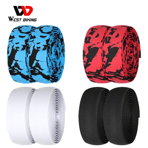 WEST BIKING-Cinta para manillar de bicicleta de carretera, envolturas antideslizantes de amortiguación con tapones para los extremos de la barra, caña de pescar, cinta para cinturón, 2 uds.