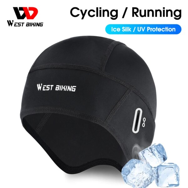 WEST BIKING-gorros de ciclismo de verano, protección UV, gorro de seda frío, forro para casco de motocicleta MTB, gorros deportivos para correr