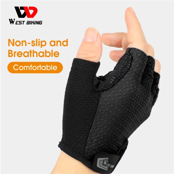 WEST BIKING-guantes de ciclismo de verano, a prueba de golpes, almohadilla gruesa, medio dedo, para deporte, senderismo, MTB, motocicleta y bicicleta