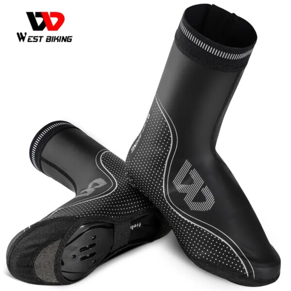 WEST BIKING-Protector para calzado de ciclismo, resistente al agua, reflectante, térmico, cubrezapatos con punta para bicicleta de montaña y carretera