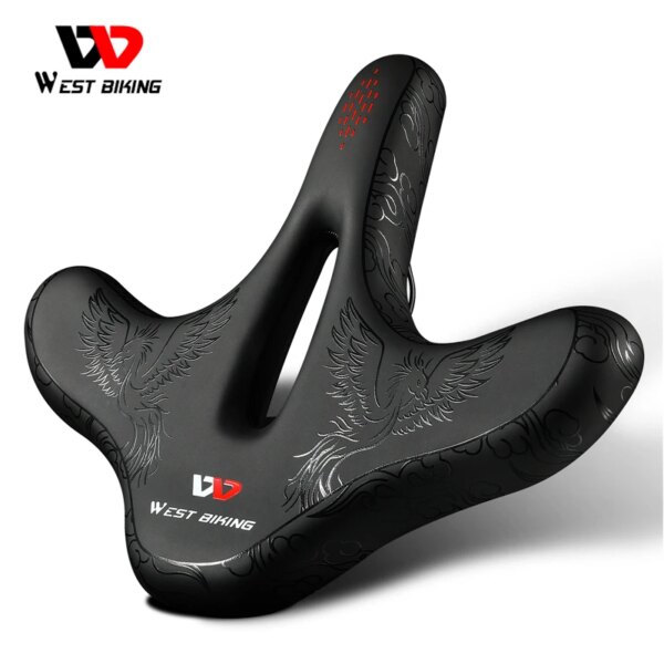 WEST BIKING-sillín de bicicleta ergonómico amplio, cómodo cojín, asiento de bicicleta de montaña y carretera, asiento de ciclismo transpirable a prueba de golpes