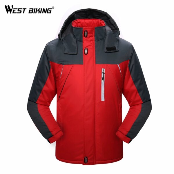 WEST BIKING-Chaqueta de ciclismo de invierno para hombre, abrigo de esquí para acampar al aire libre, ropa térmica de lana para deportes de bicicleta de montaña y carretera