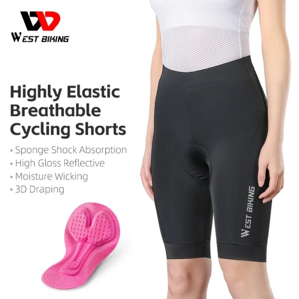 WEST BIKING-pantalones cortos acolchados para ciclismo para mujer, pantalones cortos de ciclismo de larga distancia para parejas, ropa deportiva de compresión, equipo deportivo de refrigeración