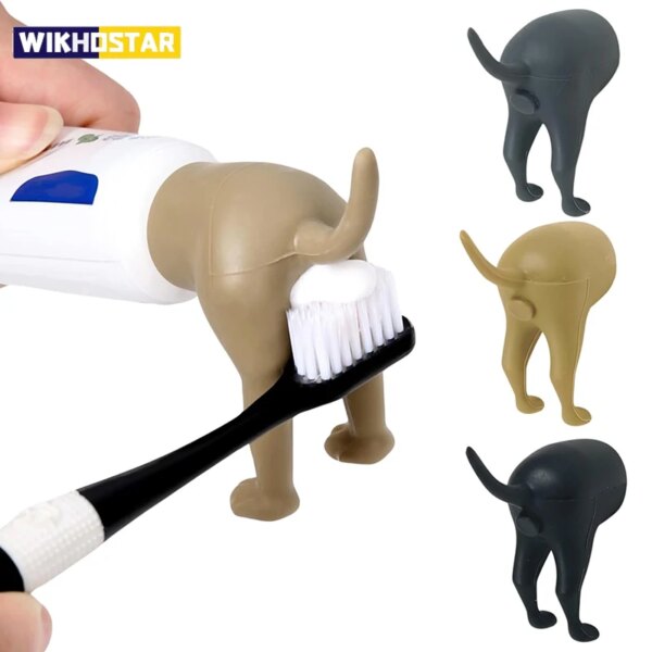 WIKHOSTAR-exprimidores de pasta de dientes para perros, dispensador de tapa de pasta de dientes divertido, accesorios de baño, cubiertas de pasta de dientes