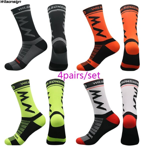 WILSONSIGN ew Stripe Dot calcetines de ciclismo de alta calidad marca profesional deporte transpirable calcetín para bicicleta carreras al aire libre calcetines para correr