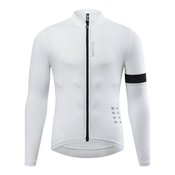 WOSAWE otoño manga larga ciclismo Jersey ropa carrera hombres ciclismo Jersey Pro bicicleta de carretera ropa de ciclismo malla transpirable