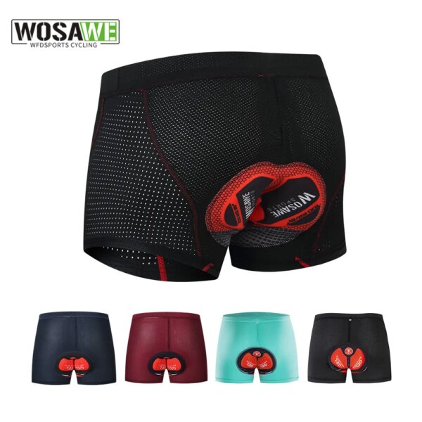 WOSAWE, ropa interior para bicicleta, pantalones cortos de ciclismo para hombre, ropa interior de ciclismo de malla transpirable, almohadilla de Gel, pantalones cortos para bicicleta MTB a prueba de golpes