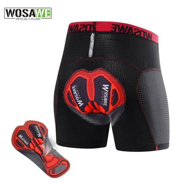 WOSAWE pantalones cortos de bicicleta de malla transpirable ropa interior de ciclismo almohadilla de Gel 5D a prueba de golpes pantalones cortos de ciclismo MTB ropa interior de bicicleta pantalones cortos de hombre